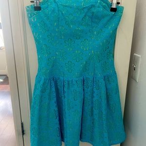 Lily Pulitzer Teal and Yellow Summer Dress Size 0
